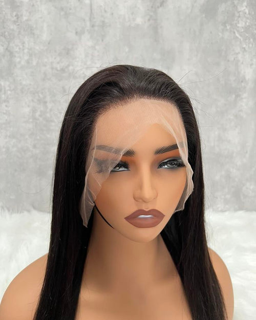 24 inch black full frontal lace wig