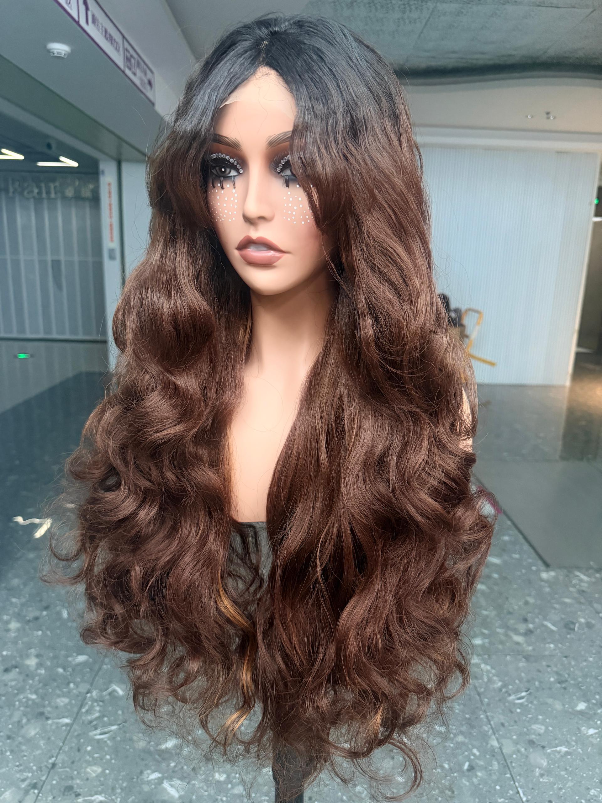 Dark root brown curl