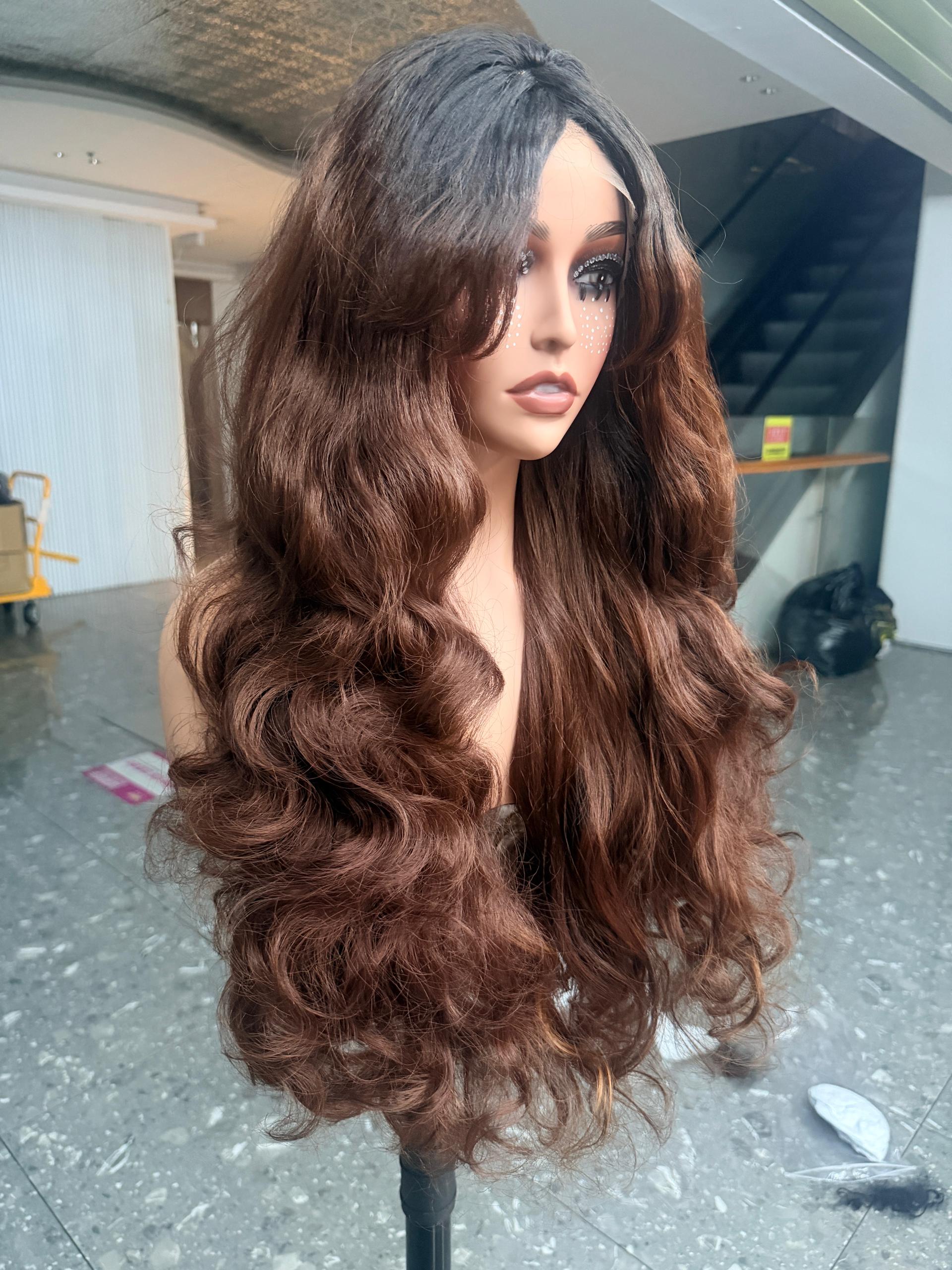 Dark root brown curl